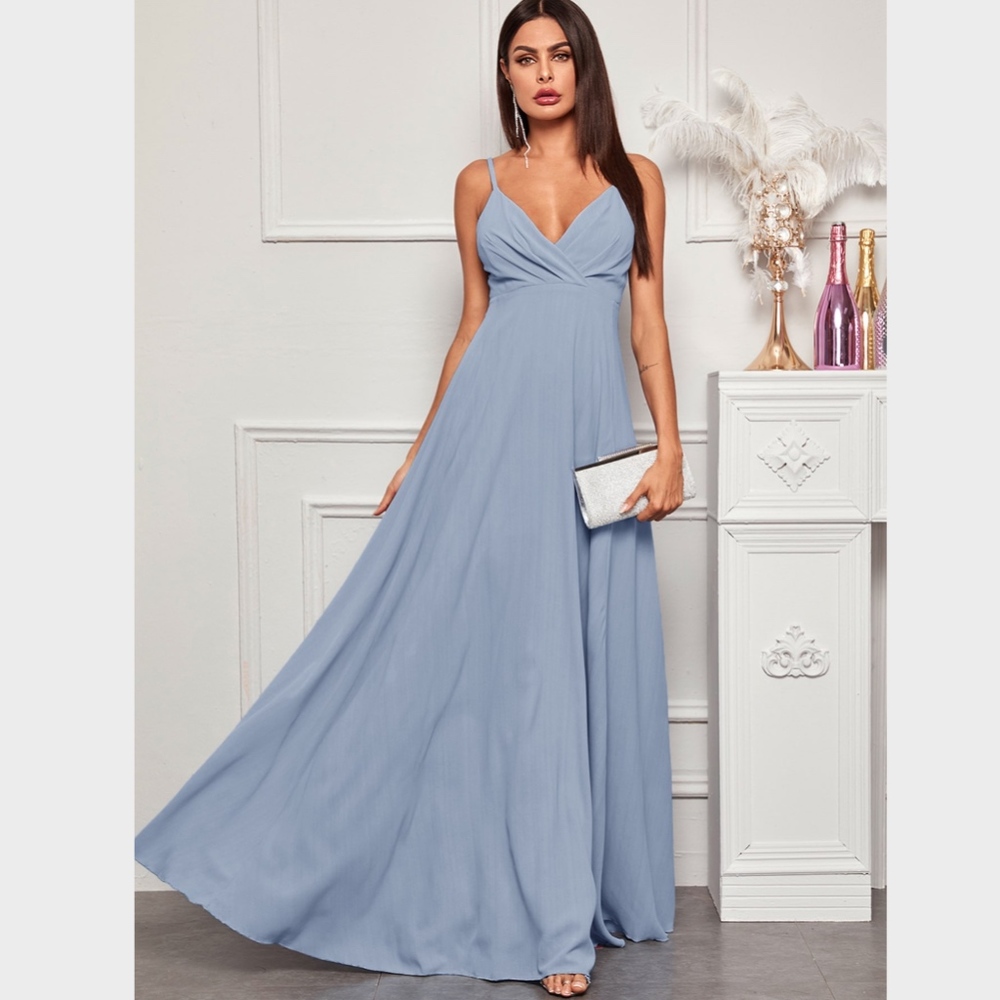 Cami Surplice Maxi Dress in Grey/Blue - Picture 4 of 5